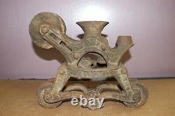 Antique Vintage 1887 THE NEY Hay Trolley Barn Carrier Cast Iron Pulley Farm Tool