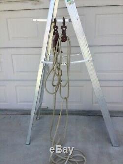 Antique Vintage Block and Tackle Pulley with 40+ Feet of Rope H560 Mark
