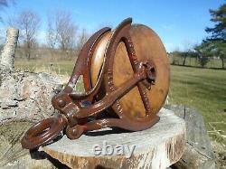 Antique Vintage Cast Iron And Wood Barn Pulley HUDSON Rustic Decor Primitive