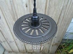 Antique Vintage Cast Iron And Wood Ornate Barn Pulley Lighting Farm House Sconce