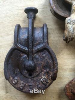 Antique / Vintage Cast Iron Barn Door Pulley Old Farm Tool Rustic Primitive