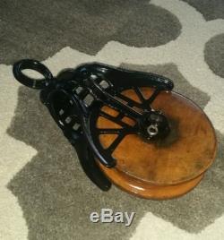 Antique / Vintage Cast Iron Barn Pulley Old Farm Tool Rustic Great Look