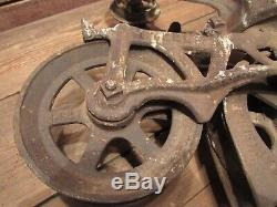 Antique Vintage Cast Iron FE Myers Hay Trolley 1889 Farm Barn Dated 1889 Pulley