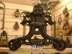 Antique Vintage Cast Iron FE Myers Hay Trolley Farm Barn Pulley Unloader Carrier