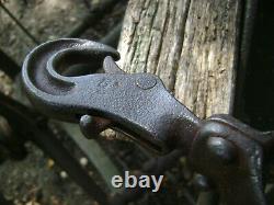 Antique Vintage Cast Iron Goshen Hay Trolley Drop Pulley Barn Farm Tool