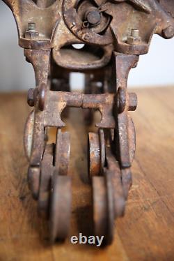 Antique Vintage Cast Iron Hay Trolley Barn Farm Pulley Tool wheel unloader