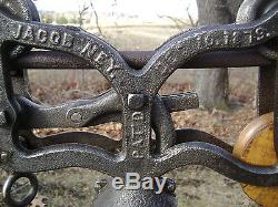 Antique Vintage Cast Iron Jacob Ney Hay Trolley Pat. 1879 Farm Tool Pulley