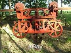 Antique Vintage Cast Iron Jamesway Hay Trolley Farm Barn Pulley Carrier