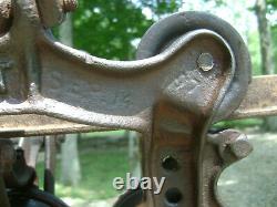 Antique Vintage Cast Iron Louden Crescent Hay Trolley 1897 Farm Barn Pulley Tool