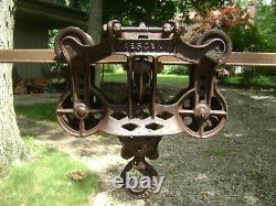 Antique Vintage Cast Iron Louden Crescent Hay Trolley 1897 Farm Barn Pulley Tool