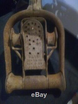 Antique / Vintage Cast Iron Myers Barn Pulley Old Farm Tool Rustic Primitive