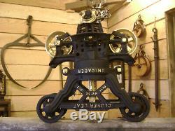 Antique Vintage Cast Iron Myers Cloverleaf Hay Trolley Pat 1903 Farm Barn Pulley