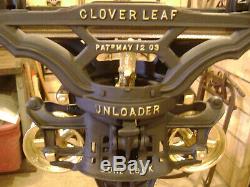 Antique Vintage Cast Iron Myers Cloverleaf Hay Trolley Pat 1903 Farm Barn Pulley