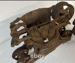 Antique Vintage Cast Iron Myers Hay Trolley Barn Farm Pulley Tool