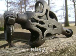 Antique Vintage Cast Iron Myers Hay Trolley Drop Pulley Barn Farm Tool