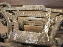 Antique Vintage Cast Iron Myers Hay Trolley Pat 1903 Farm Barn Pulley Carrier