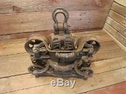 Antique Vintage Cast Iron Myers Hay Trolley Pat 1903 Farm Barn Pulley Carrier