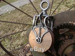 Antique / Vintage Cast Iron Myers OK Barn Pulley Old Farm Tool Rustic Primitive