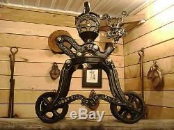 Antique Vintage Cast Iron Ney Mfg Hay Trolley Pat. 1887 Farm Tool Pulley