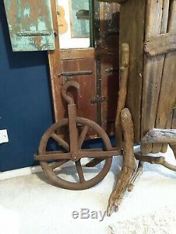 Antique Vintage Cast Iron Pulley Block & Tackle Hook Wheel, Fully Usable Working