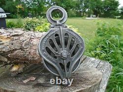 Antique Vintage Cast Iron STOWELL Barn Pulley Farm Tool Rustic Primitive