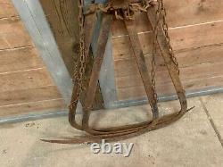 Antique Vintage F. E. MYERS Claw Hay Grapple Forks & Original Drop Pulley