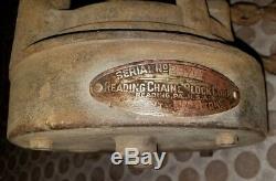 Antique/Vintage HUGE Reading 1 Ton Chain Fall Hoist Block & Tackle Pulley