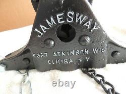 Antique Vintage Jamesway NY Cast Iron Hay Trolley Drop Pulley Barn Farm Tool