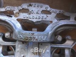 Antique Vintage MYERS O. K. UNLOADER Cast Iron Hay Trolley BARN TROLLEY adjustabl