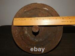 Antique Vintage Old Barn Factory Cast Iron Belt Pulley Wheel With Mount