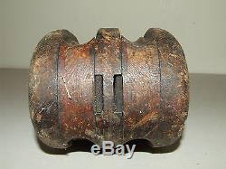 Antique Wood/Cast Iron Boat Ship Maritime Farm Barn Double Block & Tackle Pulley