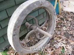 Antique Wood and Cast Iron Flat Belt Mill Pulley