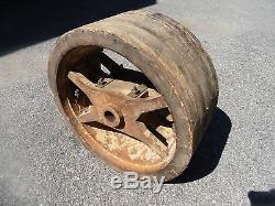 Antique Wooden Flat Belt Overhead Pulley Wheel Steampunk Line Shaft Tractor Farm