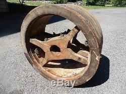 Antique Wooden Flat Belt Overhead Pulley Wheel Steampunk Line Shaft Tractor Farm