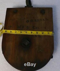 Antique Wooden Whitman Barnes #51 Barn Pulley 1800's Block And Tackle Massive