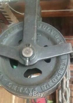 Antique Yale & Towne 1/2 Ton Chain Fall Hoist Block & Tackle Pulley WORKING