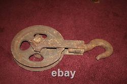 Antique Yale & Towne Nautical Barn Pulley Wheel Hook LARGE Stanford Conn
