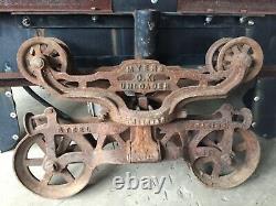 Antique cast iron F. E. Myers hay trolly unloader