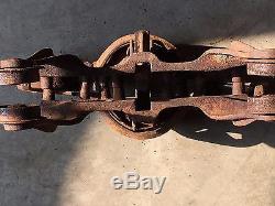 Antique cast iron hay trolley barn pulley vintage farm implement unloader hay