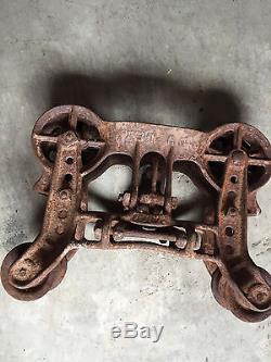 Antique cast iron hay trolley farm unloader barn pulley vintage tool