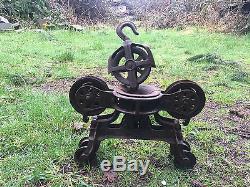 Antique cast iron hay trolley pulley hay carrier unloader good condition