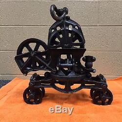 Antique hay trolley barn pulley cast iron farm tool vintage carrier unloader