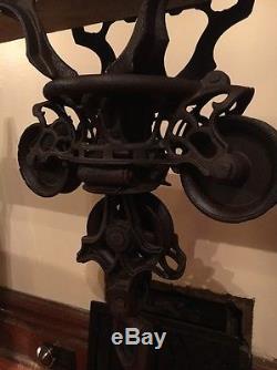 Antique hay trolley barn pulley cast iron farm tool vintage pulley hay carrier
