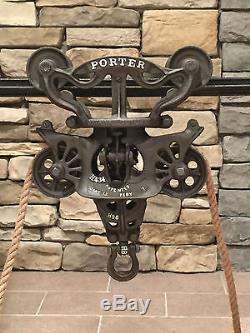 Antique hay trolley barn pulley hay carrier unloader cast iron farm tool
