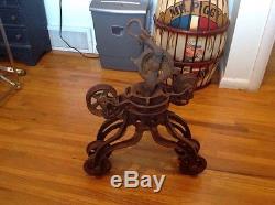 Antique hay trolley cast iron farm tool barn pulley vintage carrier unloader
