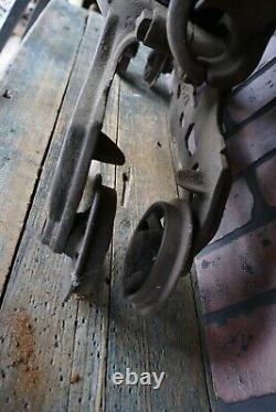 Antique hay unloader drop pulley O. K. Meyers cast iron 19th c steampunk