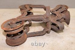 Antique primitive 1887 patent Ney cast iron hay trolley carrier unloader tool