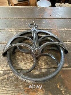 Antique unique rare cast iron pulley