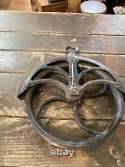 Antique unique rare cast iron pulley