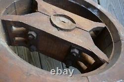 Antique wood flat belt pulley 18 inch dia. 3.5 inch bore 6.5 in wide steampunk